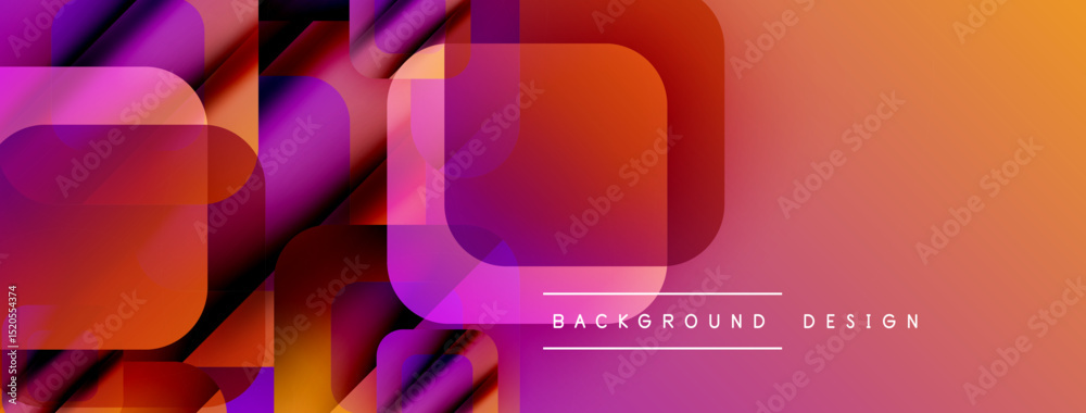 Aufkleber Abstract geometric layers create vibrant gradient effect. Overlapping squares, rectangles form modern background design. Warm colors dominate composition.