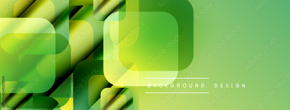 Aufkleber Abstract green shapes overlap, creating dynamic visual texture. Modern design elements suggest technology, innovation. Light gradients enhance depth.