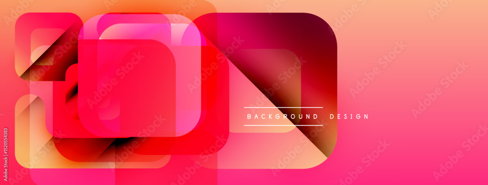 Aufkleber abstract geometric shapes overlap, creating vibrant pink, orange gradient. modern design element for