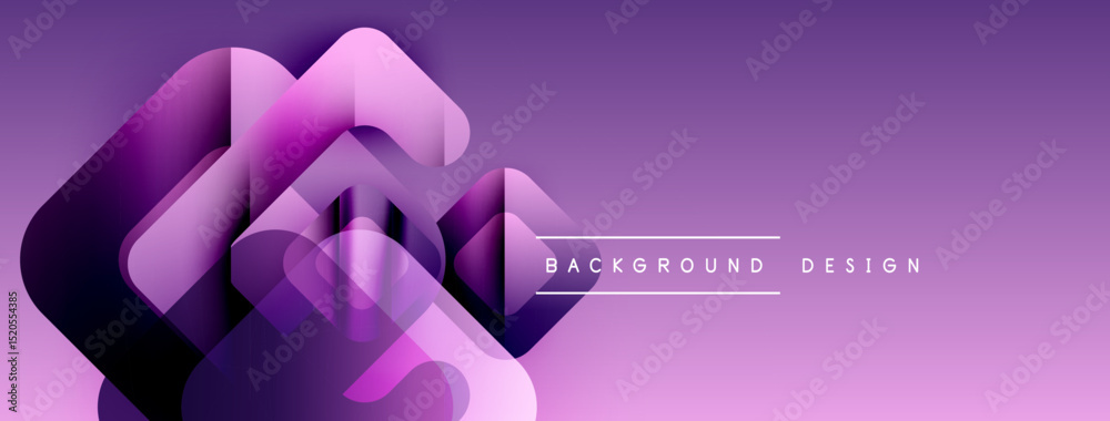 Aufkleber abstract geometric shapes overlap, creating dynamic purple gradient background. modern design elemen