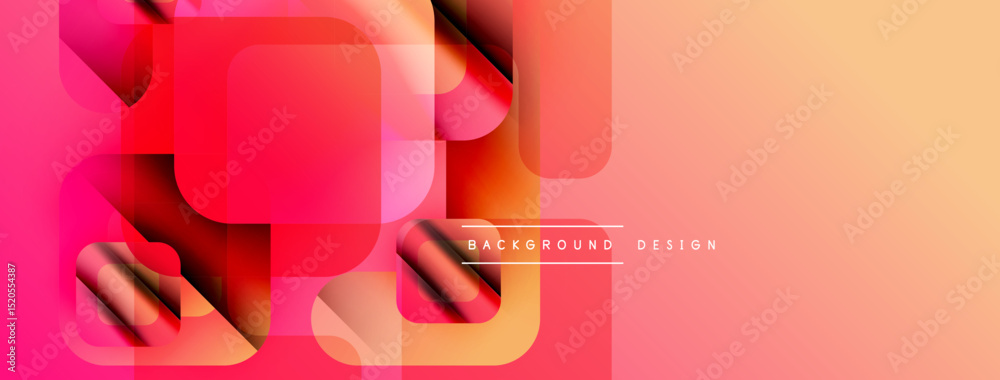 Aufkleber Abstract geometric shapes overlap, creating vibrant gradient background. Warm colors dominate composition, offering modern aesthetic.
