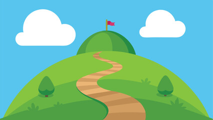 Obraz premium Scenic Cartoon Round Hill with a Winding Walking Path Vector illustration Background