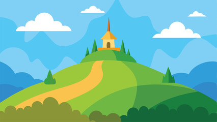 Naklejka premium Open Cartoon Rural Barnyard Space with Fencing Vector illustration Background