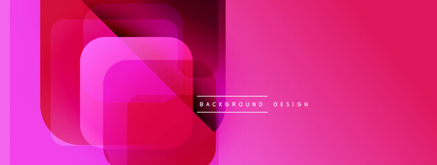Abstract geometric layers, vibrant pink hues, modern design. Overlapping squares create dynamic visual effect. Minimalist aesthetic.