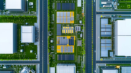 High Angle View Of Modern Industrial Complex