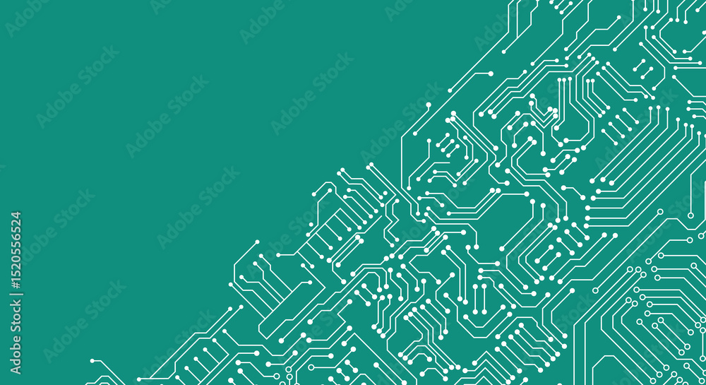Aufkleber futuristic network circuit with connection path lines network in green background banner template.