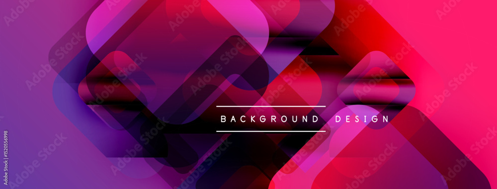 Poster Abstract geometric shapes overlap, creating vibrant purple, pink gradients. Modern design element for backgrounds, presentations.