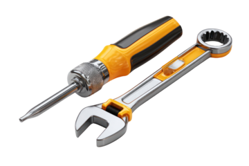  Screwdriver and Wrench as Settings Icon Isolated on Transparent Background