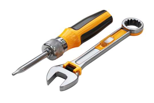  Screwdriver and Wrench as Settings Icon Isolated on Transparent Background