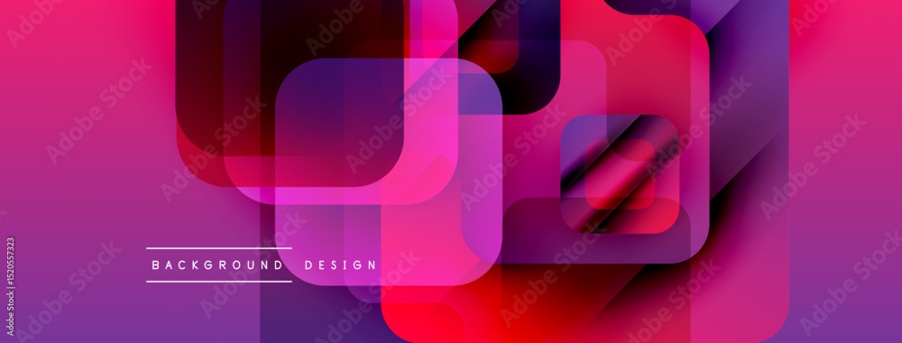 Aufkleber abstract geometric shapes overlap, creating vibrant pinks, purples, reds. modern design feels dynami