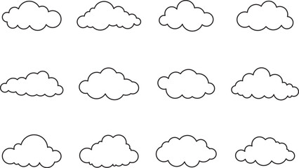 Cloud icon set. Cloud outline icon. Weather Climate Symbol 