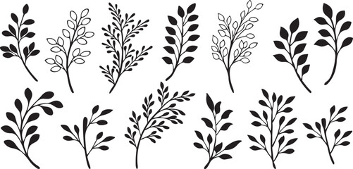 Fototapeta premium Branch Collection: Versatile Vector Illustrations for Wedding Stationery, Logos, and Eco-Friendly Projects.