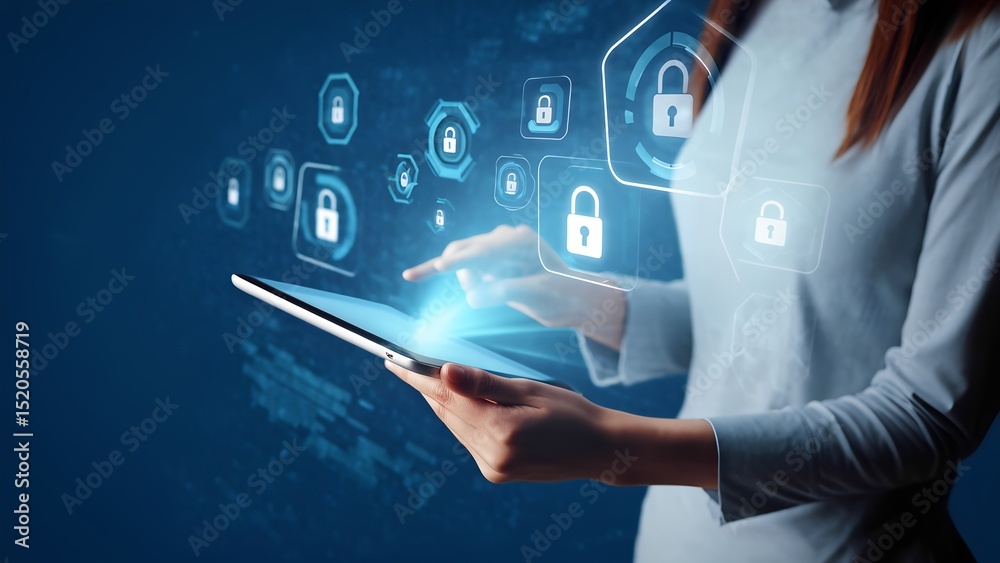 Poster engaging in digital security practices virtual environment infographic technology user perspective c