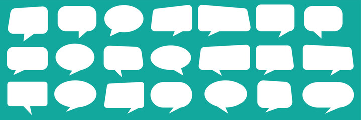 Set of speech bubbles. Colorful Speak bubble text, cartoon chatting box, message box. Blank empty vector white speech bubbles. Cartoon balloon word design. Vector illustration. Variety Design. Eps 10