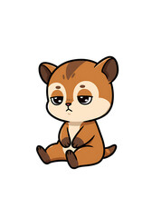 Cute Cartoon Illustration of a Sad Sitting Animal png, transparent background