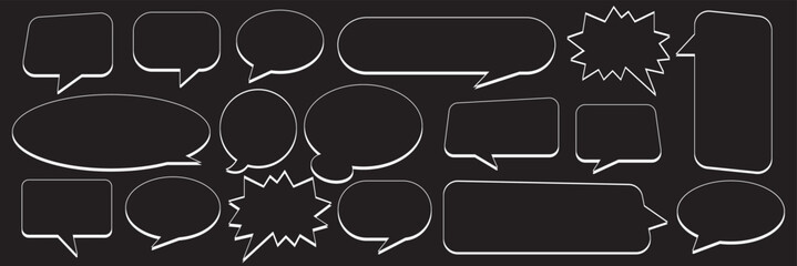 Set of Colorful blank empty speech bubbles for text, chatting, message box. Speak bubble text, cartoon chatting box, message box. Blank empty speech bubbles. Vector illustration.