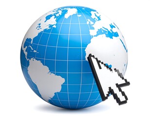 Fototapeta premium 3D globe with a cursor pointing at it