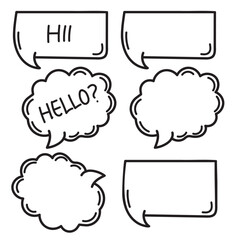 Doodle chat box line drawing cartoon set.