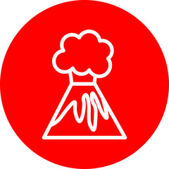 Volcano Eruption Vector Line Icon Design