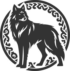 Vector element of a animal wolf artwork design silhouette