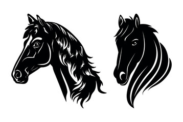 Horse head vector silhouettes