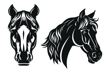 Horse head vector silhouettes