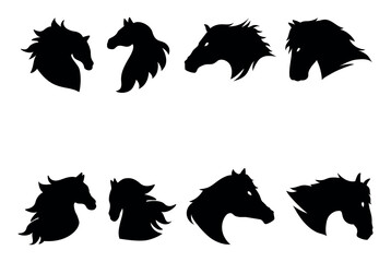 Horse head vector silhouettes