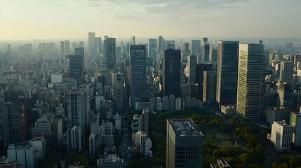 Aerial View Of Tokyo Cityscape With Modern Architecture