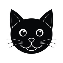 Cat Face with Whiskers Cartoon Icon Vector Illustration