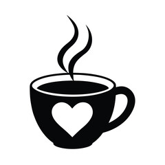 Coffee Cup with Heart Shaped Steam Icon Vector Illustration