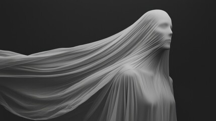 Fototapeta premium A wispy ethereal shroud of shimmering diaphanous material gracefully dissipating into the air creating an elusive and ghostly visual effect
