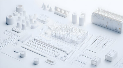 Abstract White Geometric Design Elements