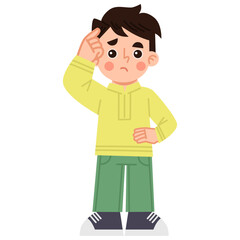 Illustration Of Little Boy Thinking