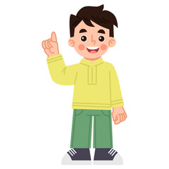 Illustration Of  Boy with Finger Up