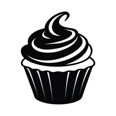 Cupcake with Frosting Swirl Sweet Icon Vector Illustration