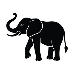Elephant with Raised Trunk Animal Silhouette Icon Vector Illustration