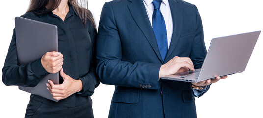 busy businesspeople colleagues. agile business. remote business work. boss and employee using laptop. businesspeople isolated on white. remote business online. Market forces
