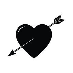 Heart with Arrow Through It Classic Love Icon Vector Illustration
