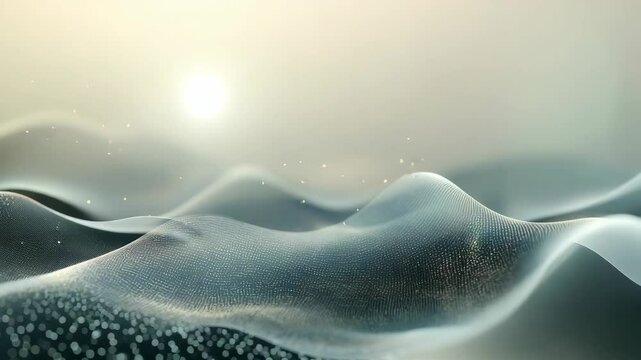 Elegant 3D Abstract Waves Background with Soft Gray Texture and Smooth Dynamic Motion with Light Effects Optimized For Adobe Stock Photo