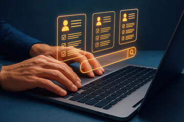 Streamlining Recruitment A Digital Search for the Ideal Candidate with Online Resume Screening and Automated Applicant Tracking System on Laptop