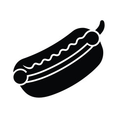 Hot Dog with Bun Food Silhouette Icon Vector Illustration