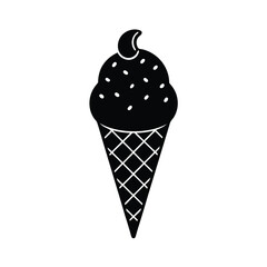 Ice Cream Cone with Scoop Cute Icon Vector Illustration