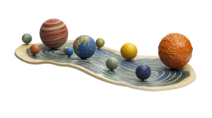 Children tactile solar system map, Transparent background, PNG file