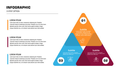 Vector triangle element for infographic. Template for cycling diagram, graph, presentation. Business concept with 3 options, parts, steps or processes.