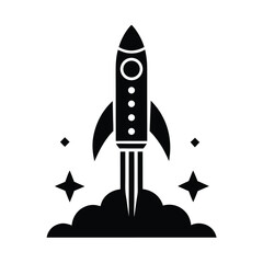 Rocket Launching into Space Dynamic Icon Vector Illustration