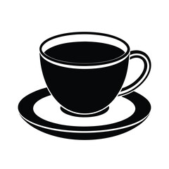 Silhouette of a Coffee Cup on a Saucer Icon Vector Illustration