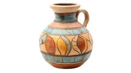 Classic Roman glass-inlaid pottery flask, Transparent background, PNG
