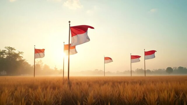 Bendera Merah Putih - Indonesia Nasional Flag Motion for Independence Day Background