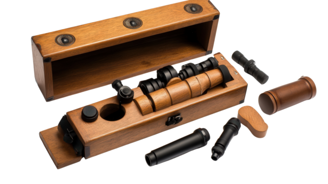 Collapsible microscope kit for students, Transparent background, PNG