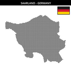 Small hexagonal dotted map of saarland in Germany